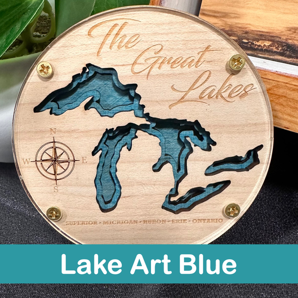 3D Wood Art Great Lake Coaster