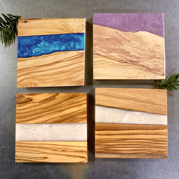 Olive Wood and Resin Coasters