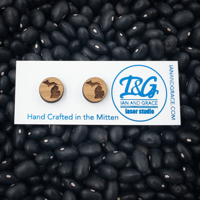 Michigan Wood Stud Earrings